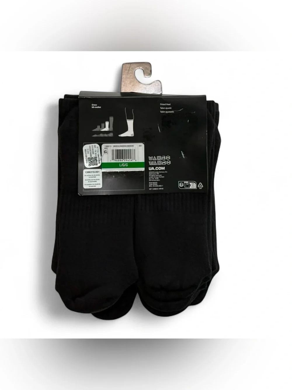 Under Armour Training cotton cushioned crew socks black 18 pairs